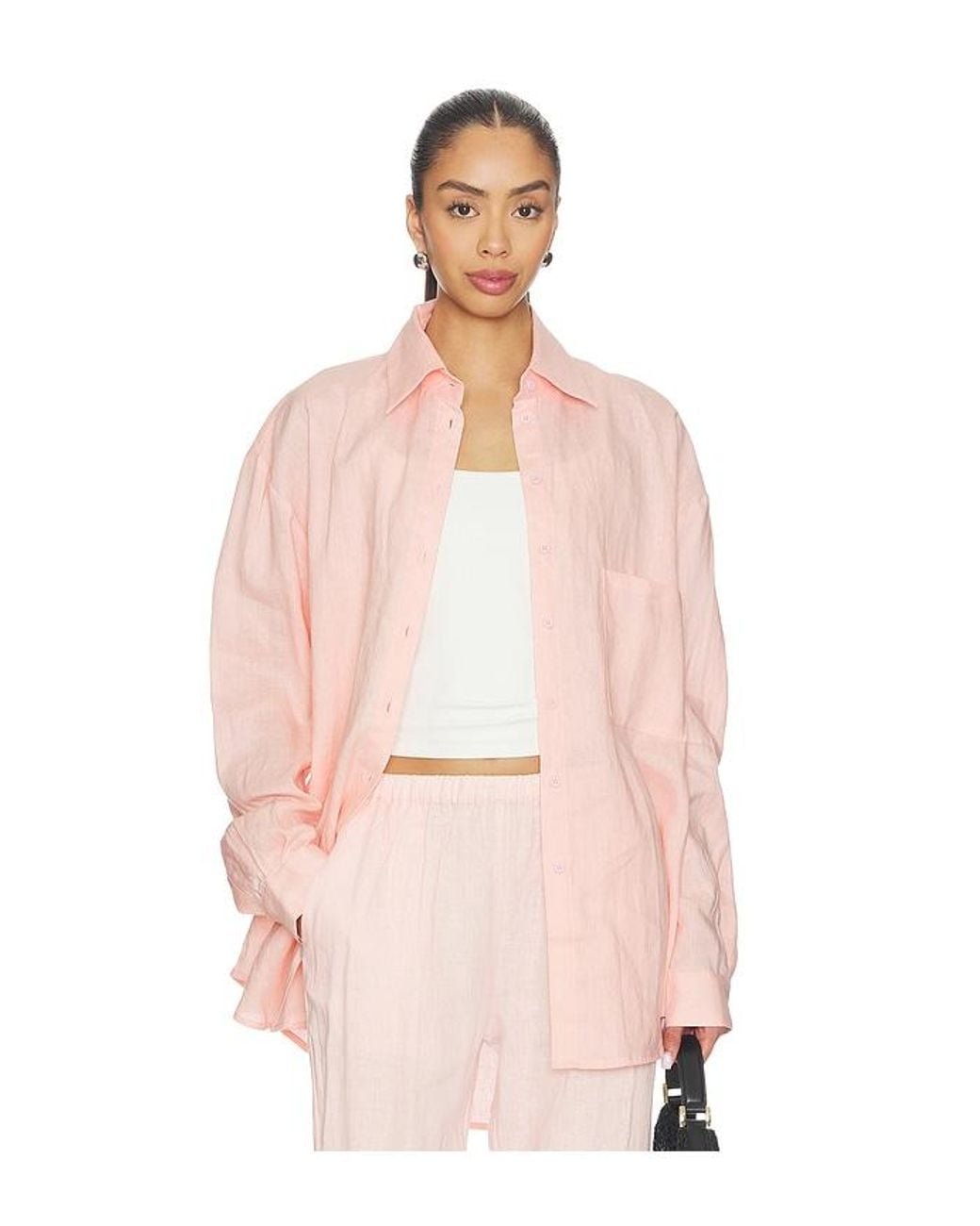 AEXAE Pink Linen Woven Shirt