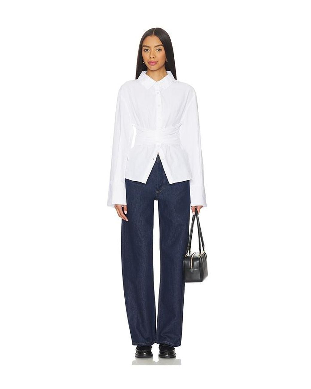 SNDY'S White Hemd Teigan Cinched Button