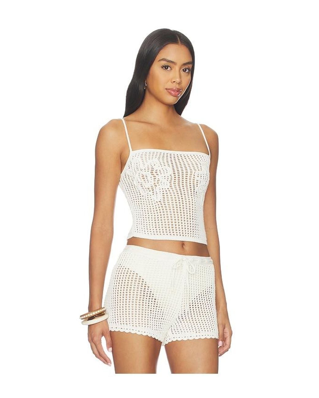 Lovers + Friends White Malu Pointelle Tank Top