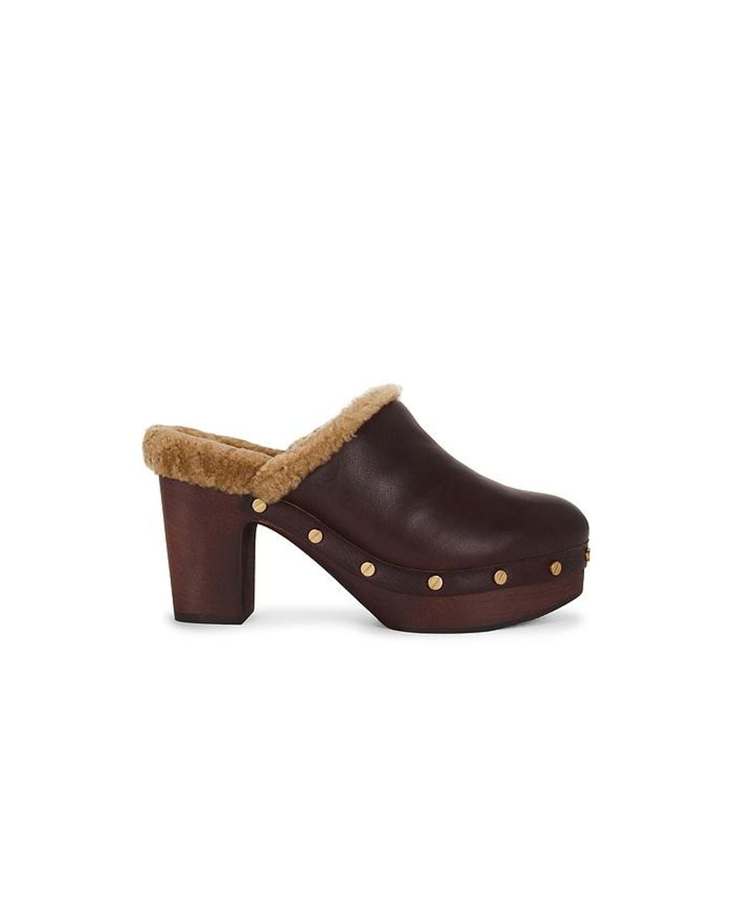 Veronica Beard Brown Larken Shearling Platform Clog