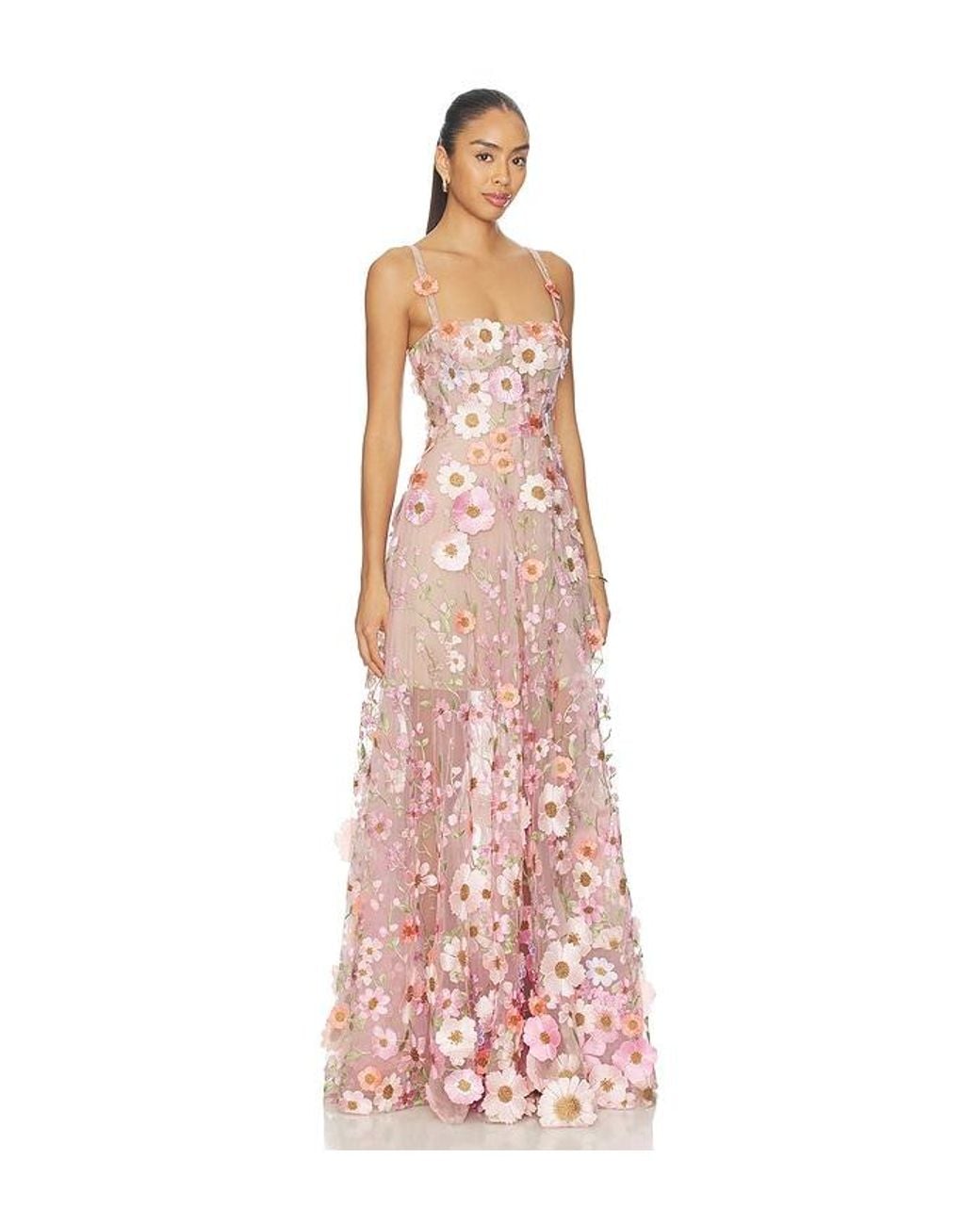 Bronx and Banco White Venice 3D Floral Jasmine Maxi Gown