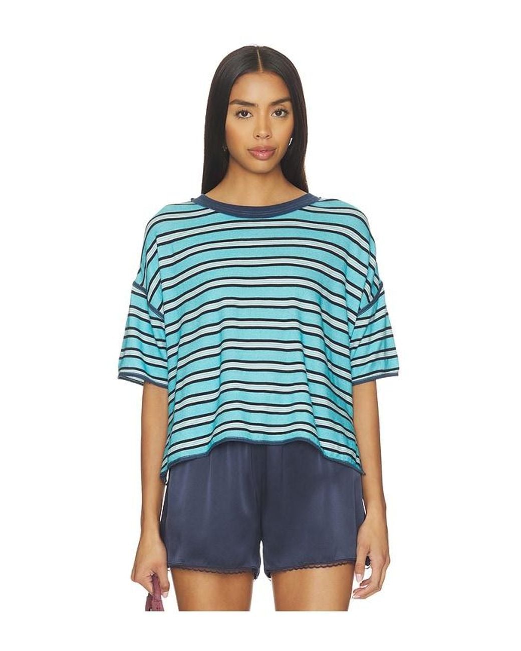 Free People Blue X We The Free Clean Rugby Tee