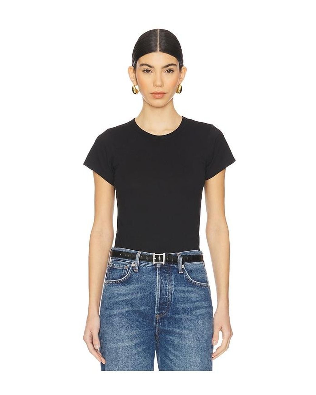ÉTERNE Black Fitted Crewneck Short Sleeve Top