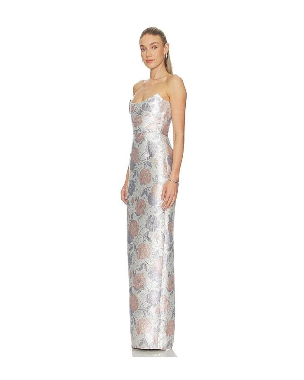 SAU LEE White Jackson Brocade Gown