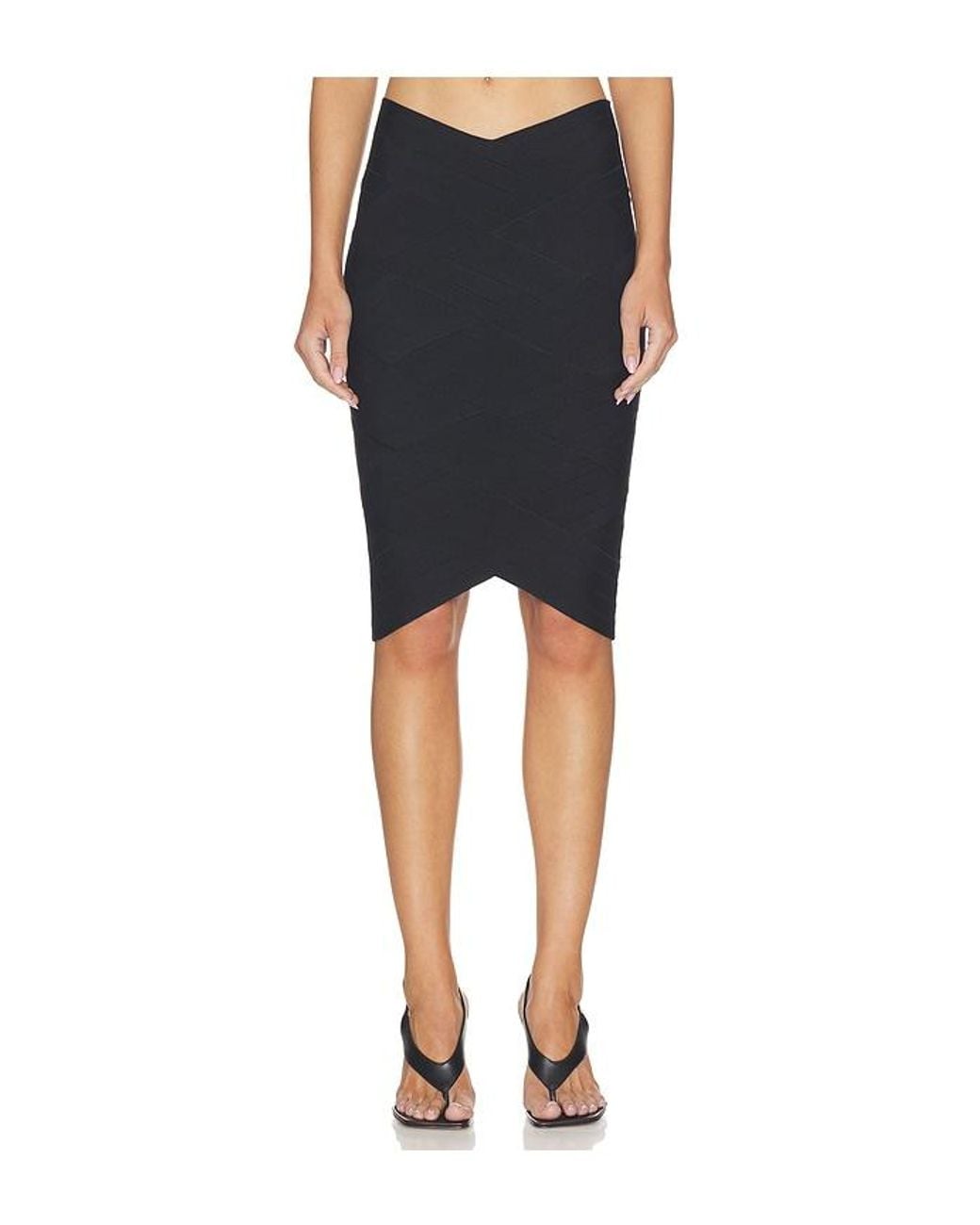 HAELO Black Bandage Weave Midi Skirt