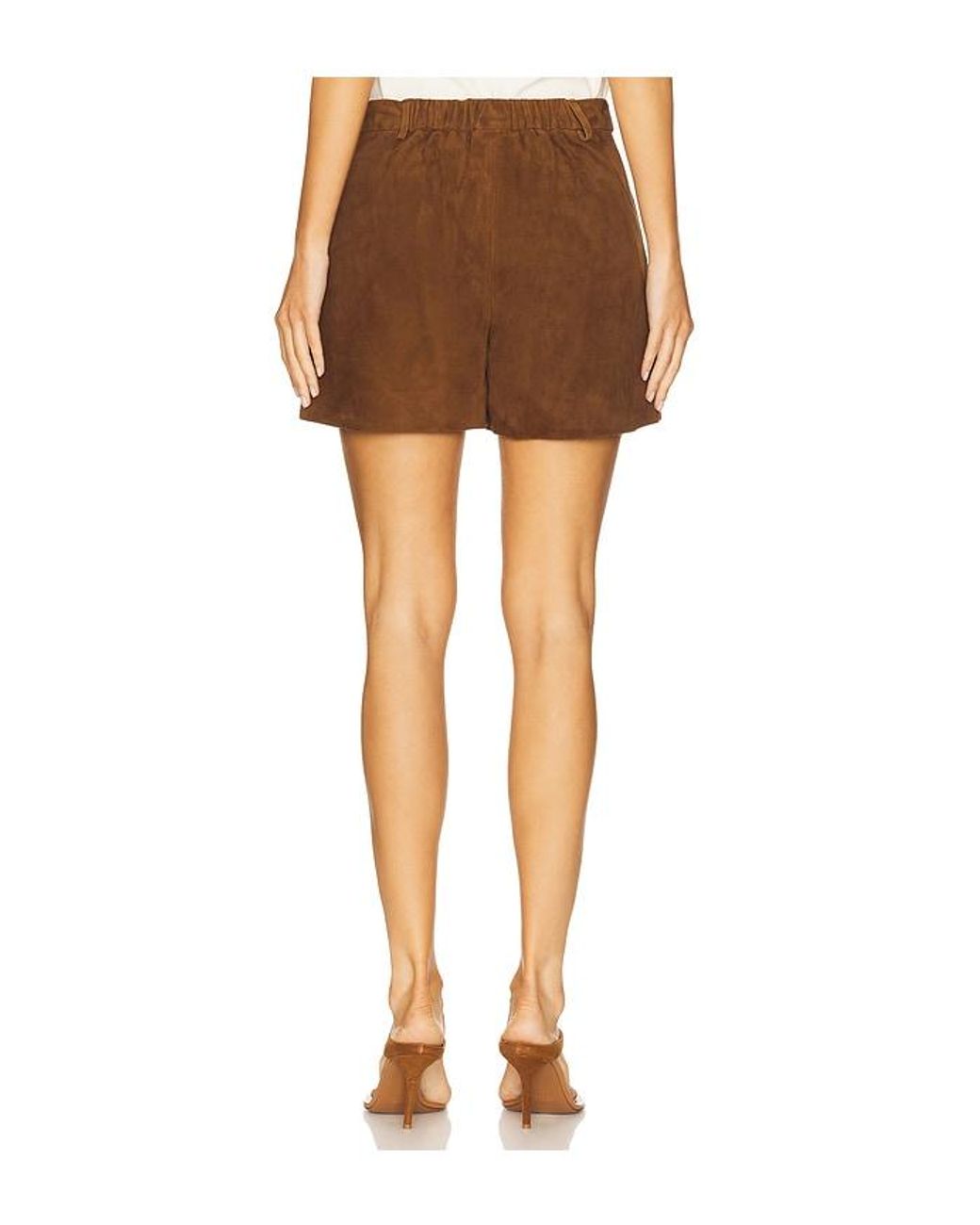 AEXAE Brown Leather Suede Short