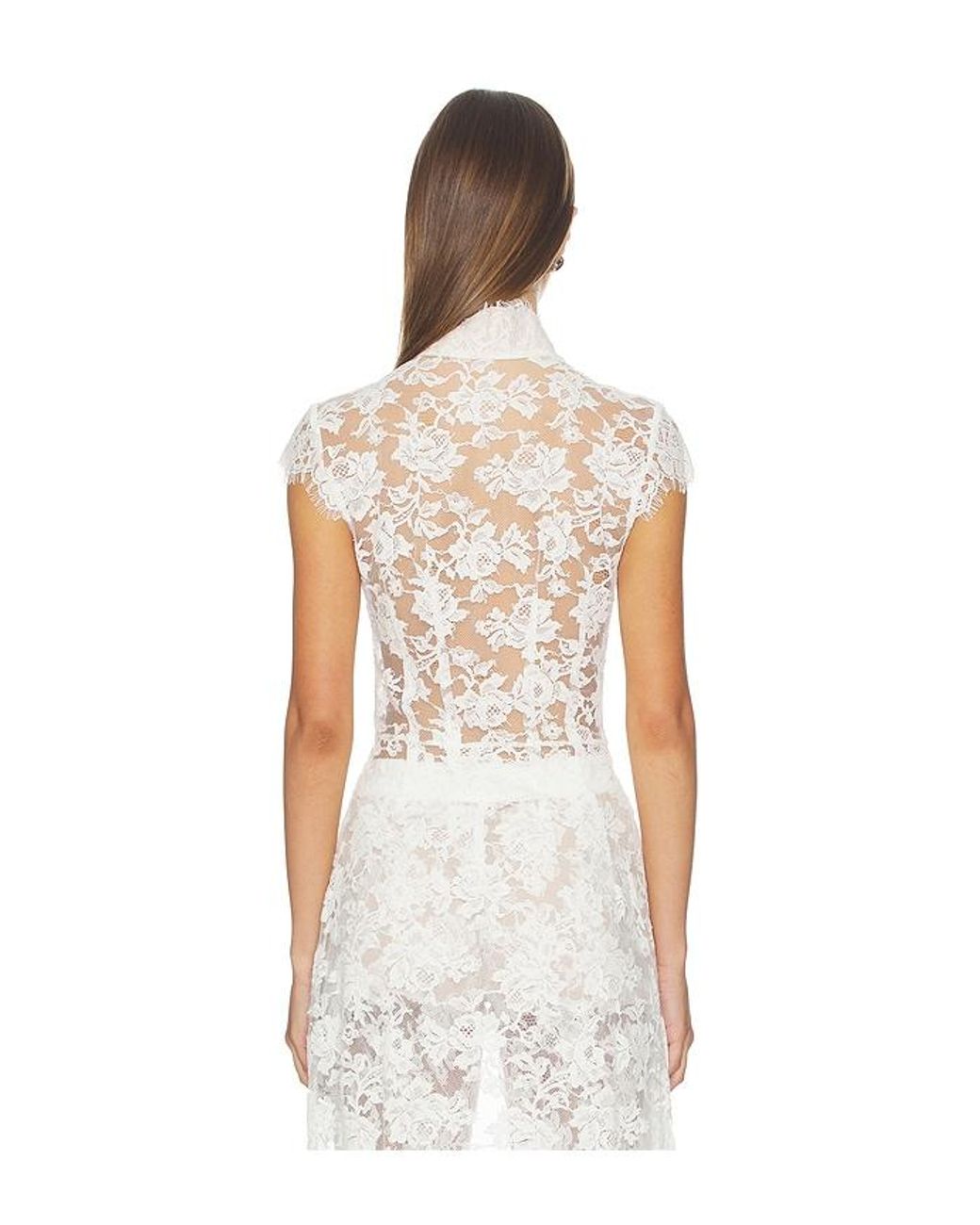 SAU LEE White Saphina Lace Top
