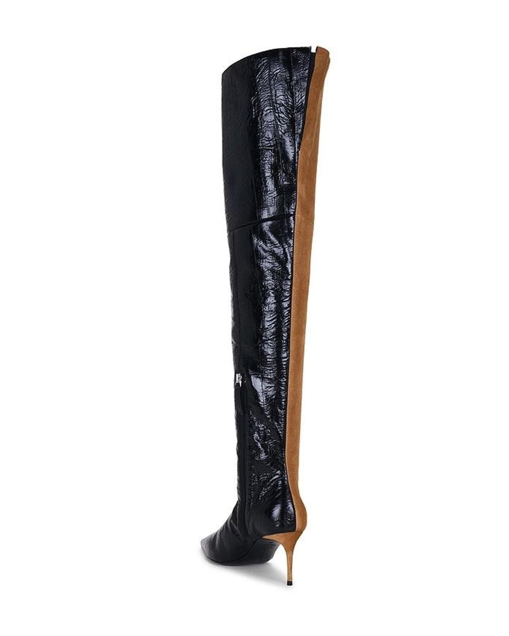 Black Suede Studio Brown Oblik 70 Over The Knee Boot