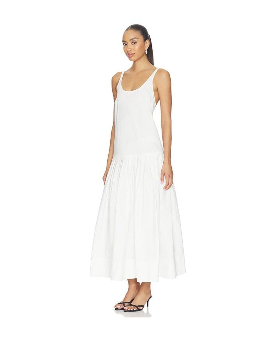 St. Agni White Relaxed Pleat Dress