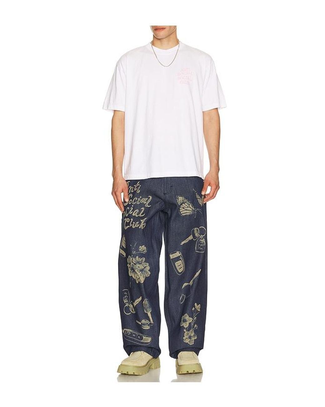 ANTI SOCIAL SOCIAL CLUB Blue Laser-Etched Jeans for men