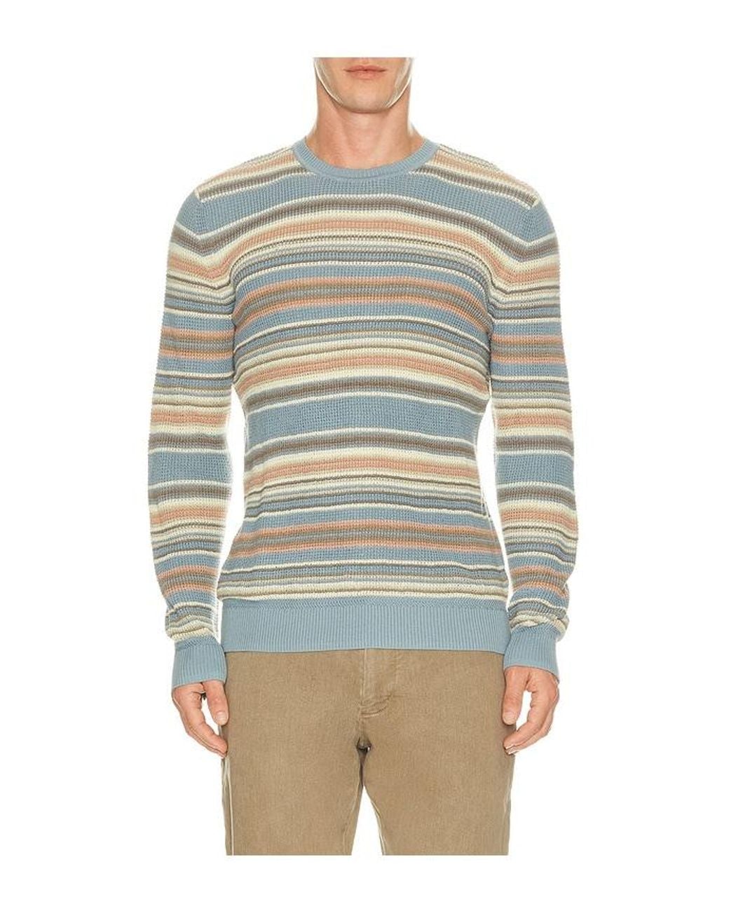 Faherty Brand Blue Sunwashed Crewneck Sweater for men