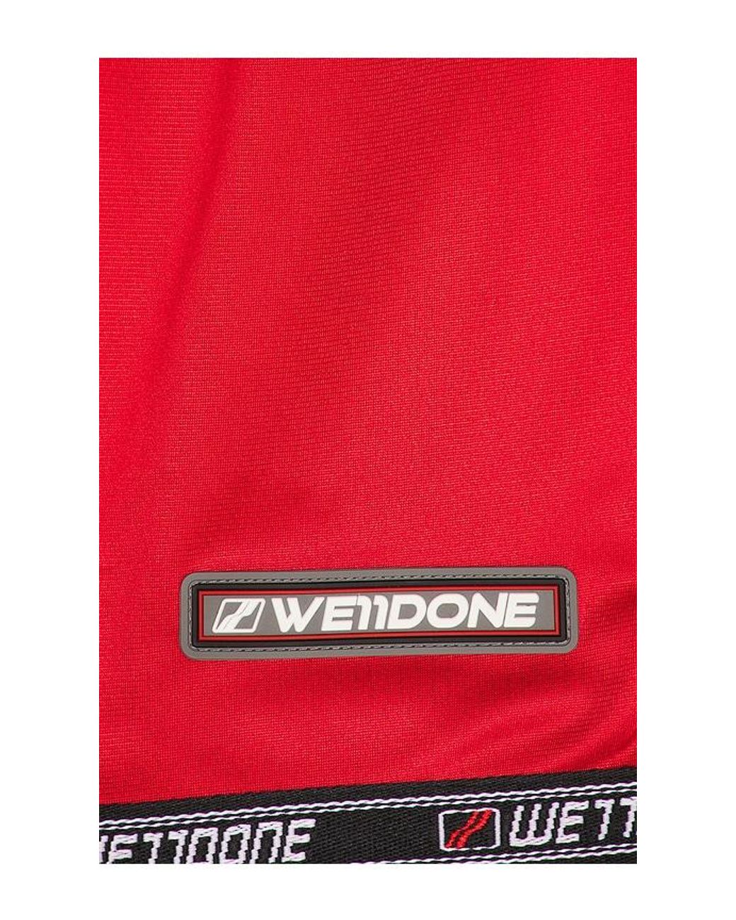 we11done Red Sporty Football Jersey Shorts for men