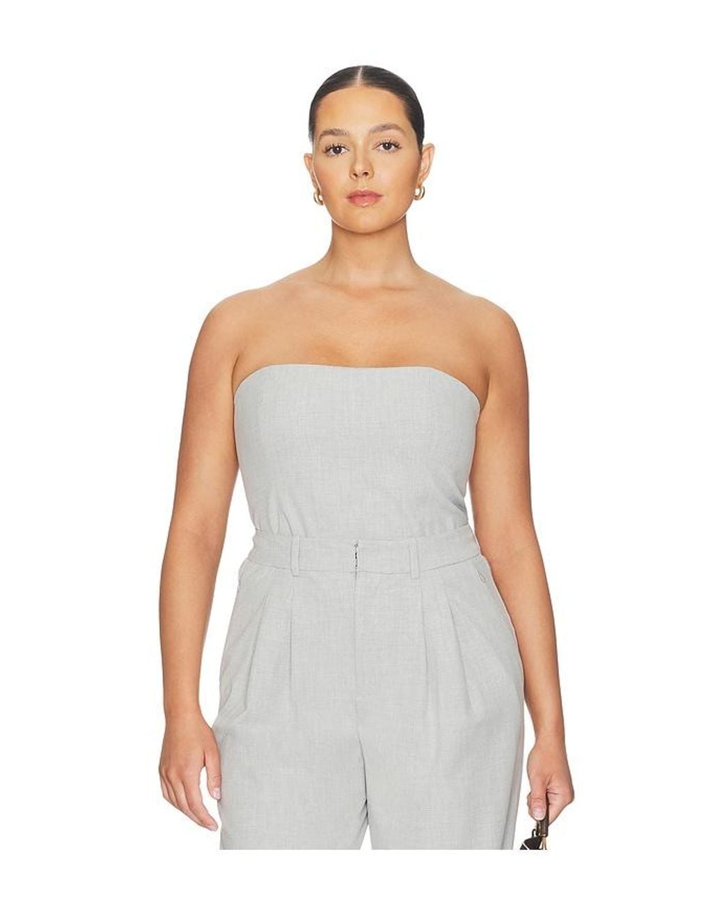 GOOD AMERICAN White Essential Suiting Strapless Top