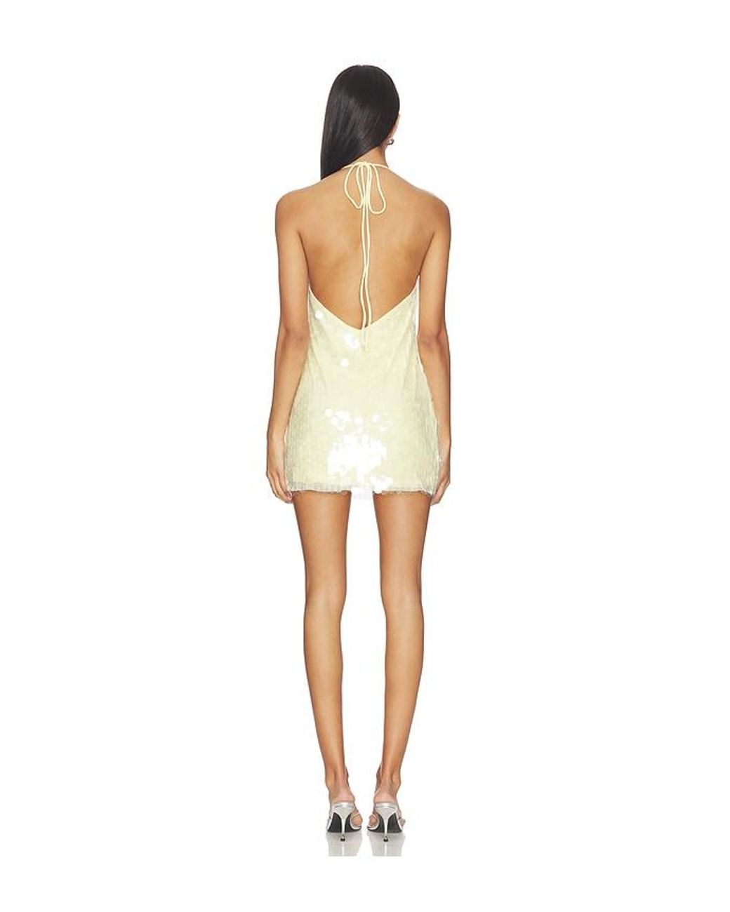 SNDY'S Natural Calena Halter Mini Dress