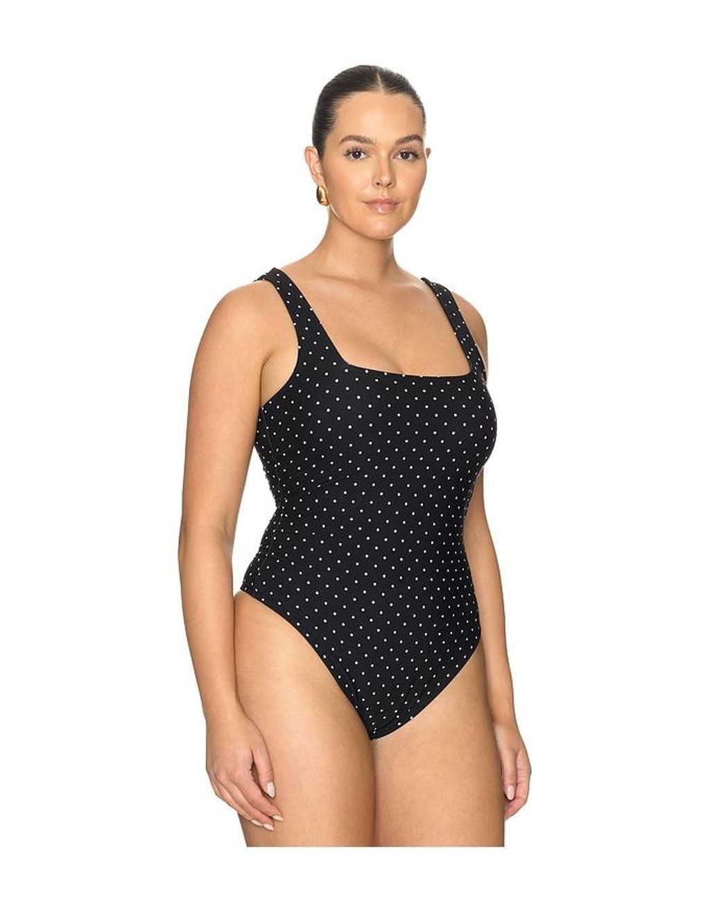 GOOD AMERICAN Black The Weightless Sculpting Modern Tank Bodysuit