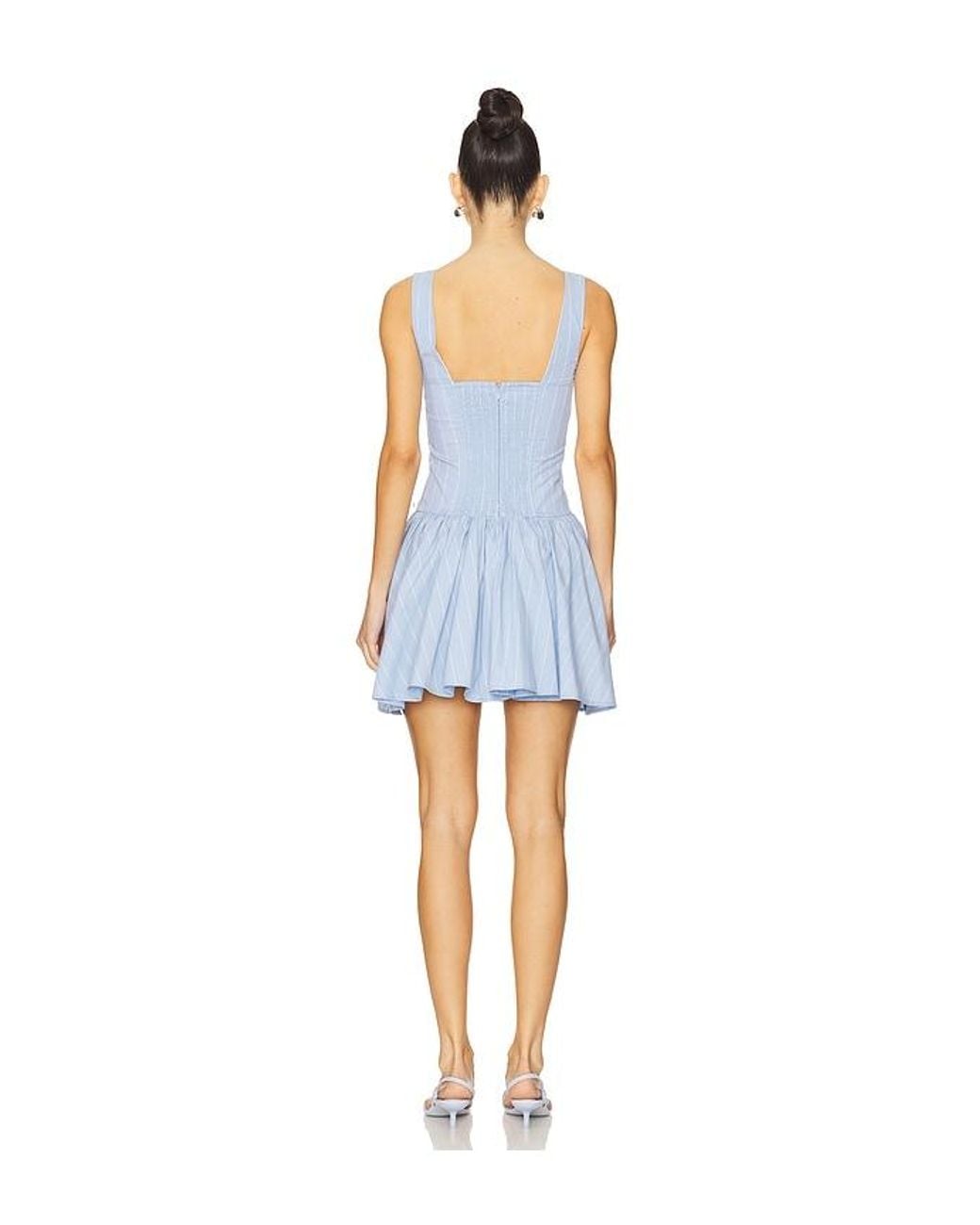 WeWoreWhat Blue Corset Peplum Mini Dress