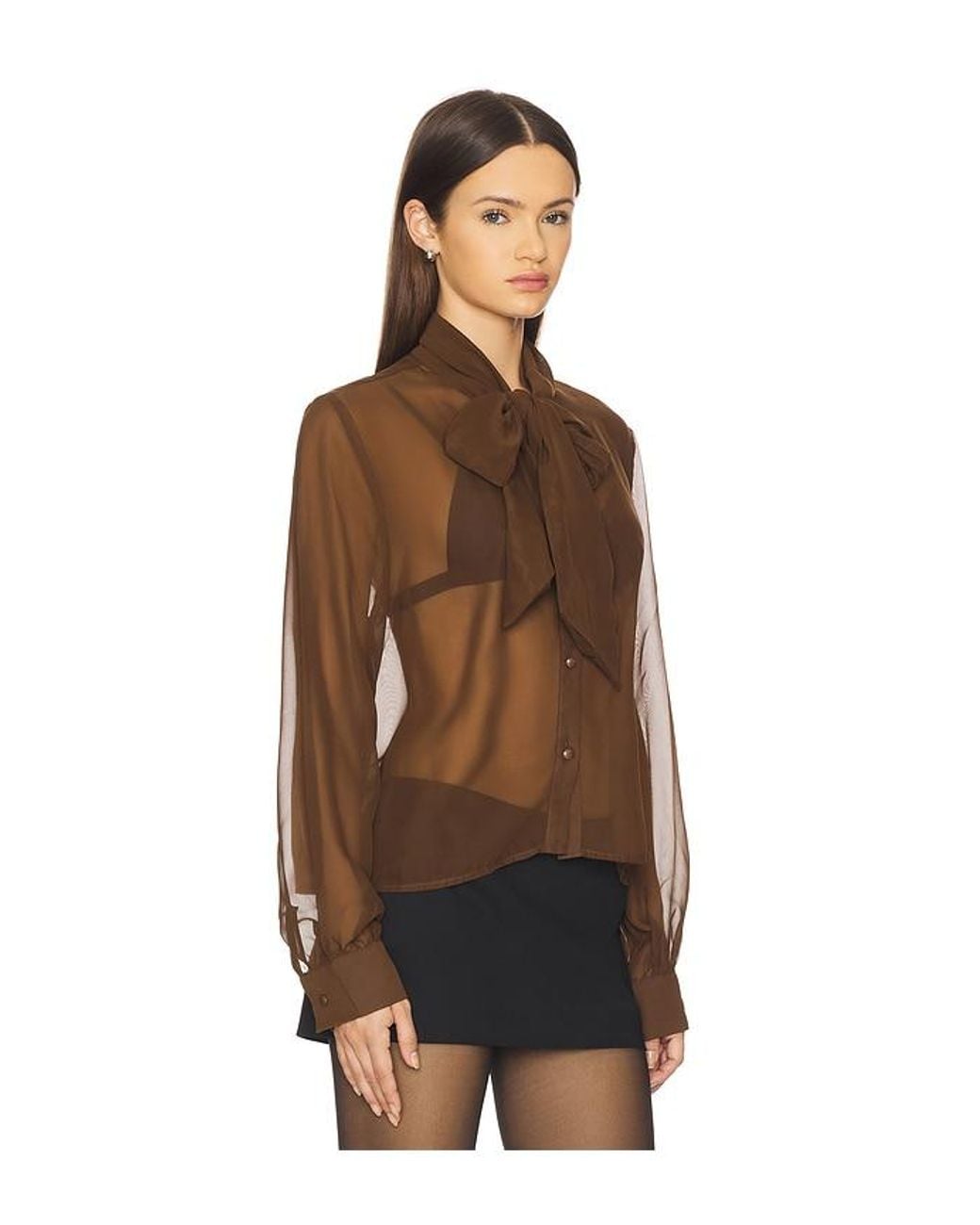 MORE TO COME Brown X Emma Leger Cinrella Sheer Top