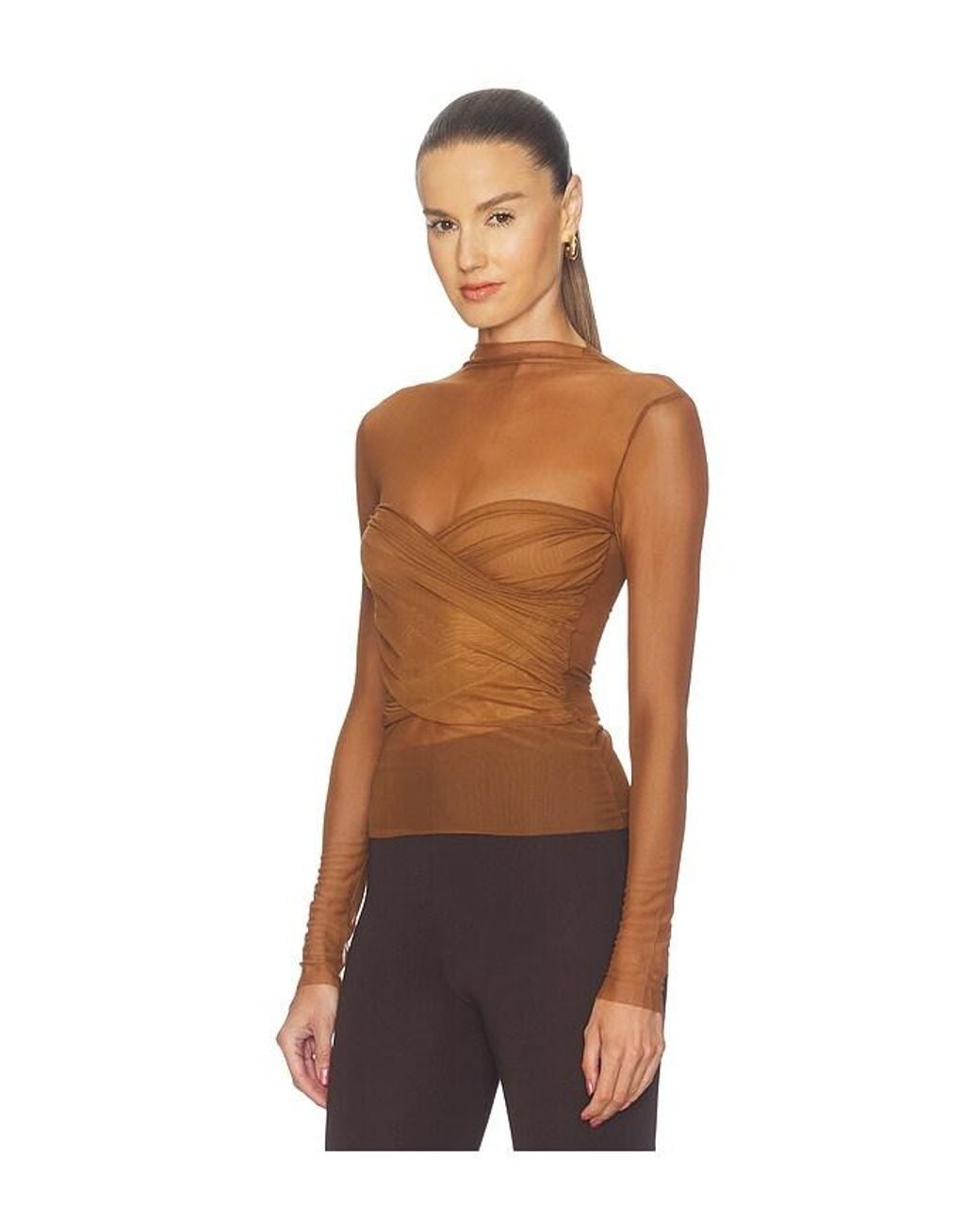 SER.O.YA Brown Saffy Mesh Top