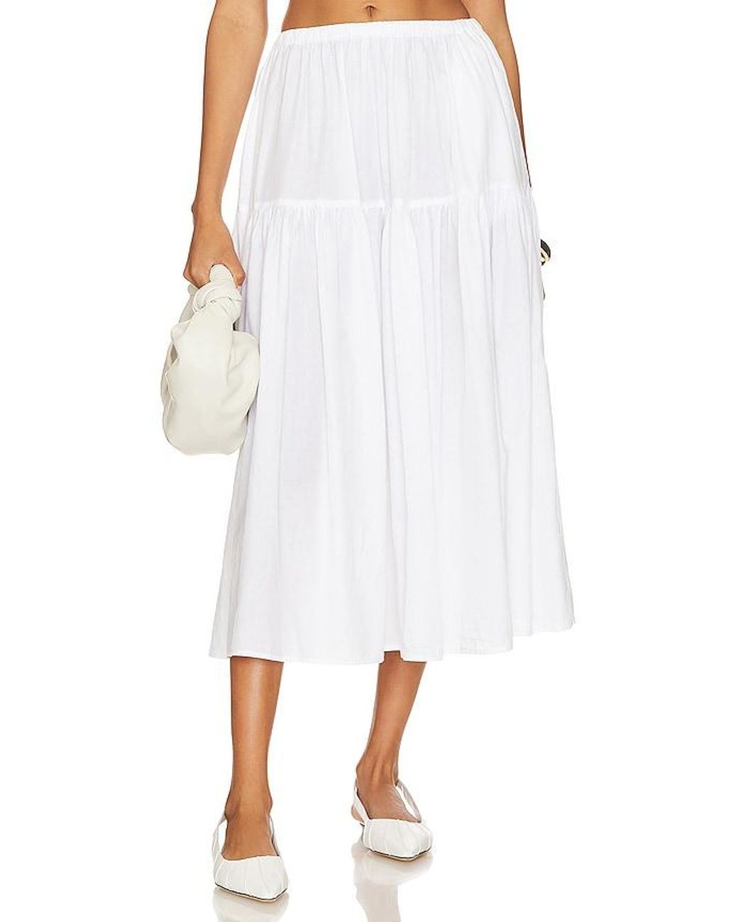 Enza Costa Tiered Maxi Skirt in White | Lyst
