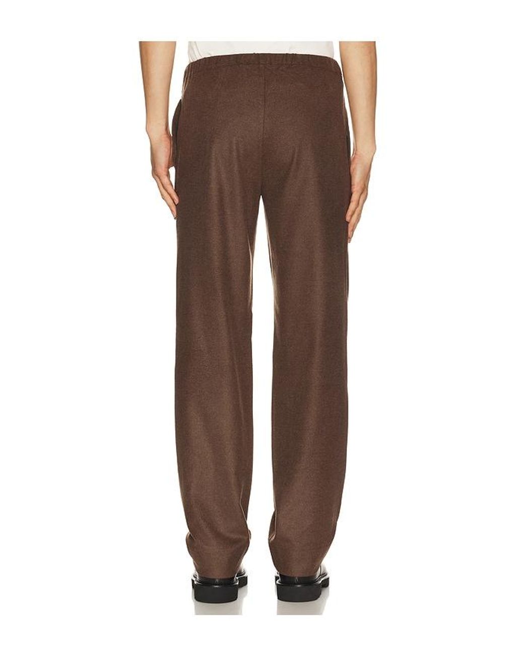 Soft Goat Brown Straight Drawstring Trousers for men