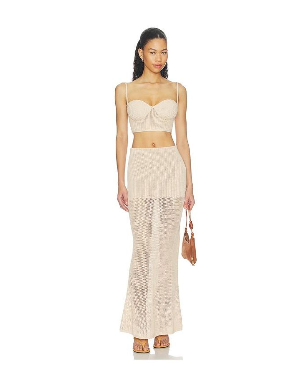 Lovers + Friends White Emmalee Pointelle Maxi Skirt