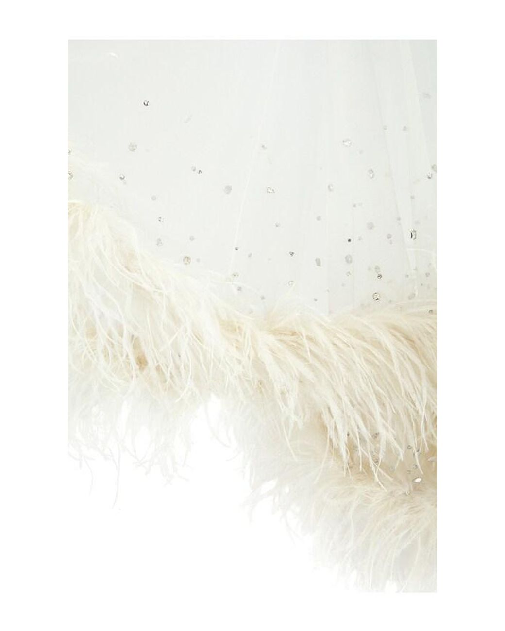 LAPOINTE White X Revolve Tulle Embroidered Short Veil With Feathers