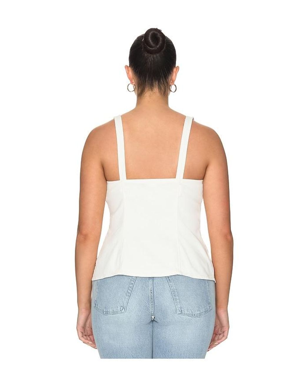 GOOD AMERICAN White Sleeveless Button Front Denim Top