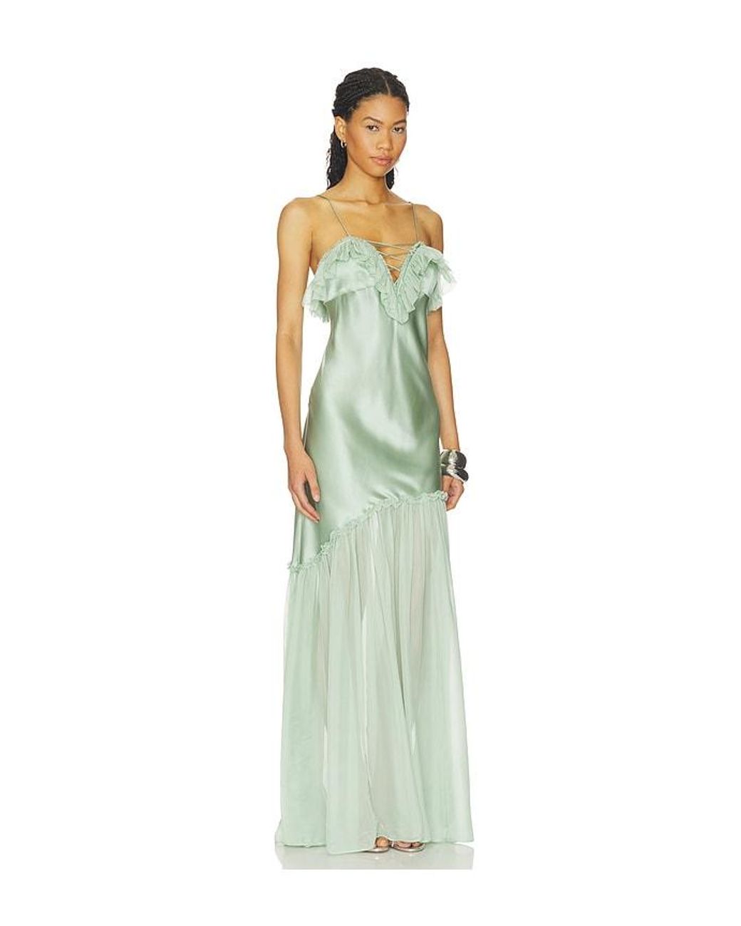 Ulla Johnson White Elaria Cami Silk Gown With Lace Up