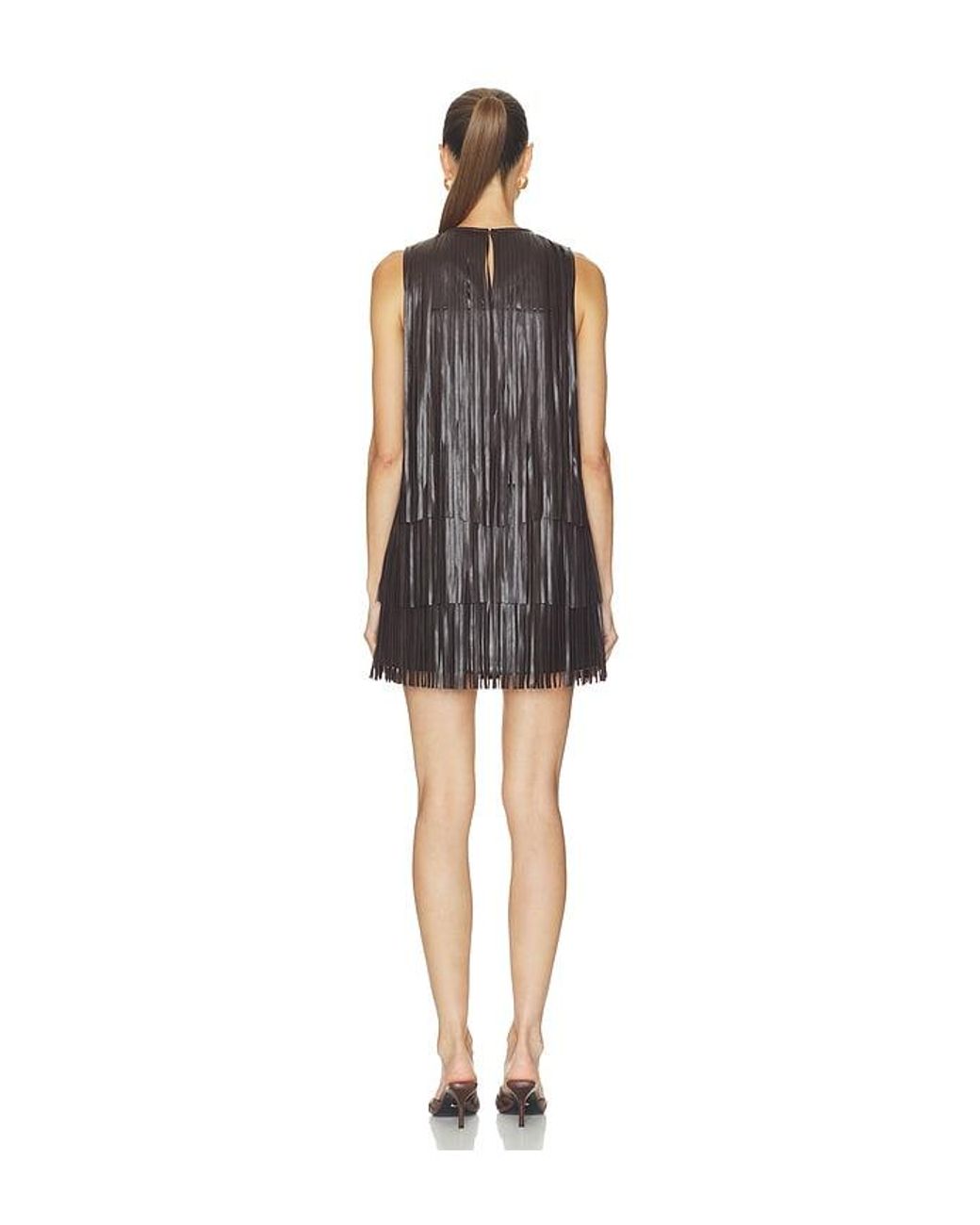 Simon Miller Black Sina Faux Leather Fringe Dress