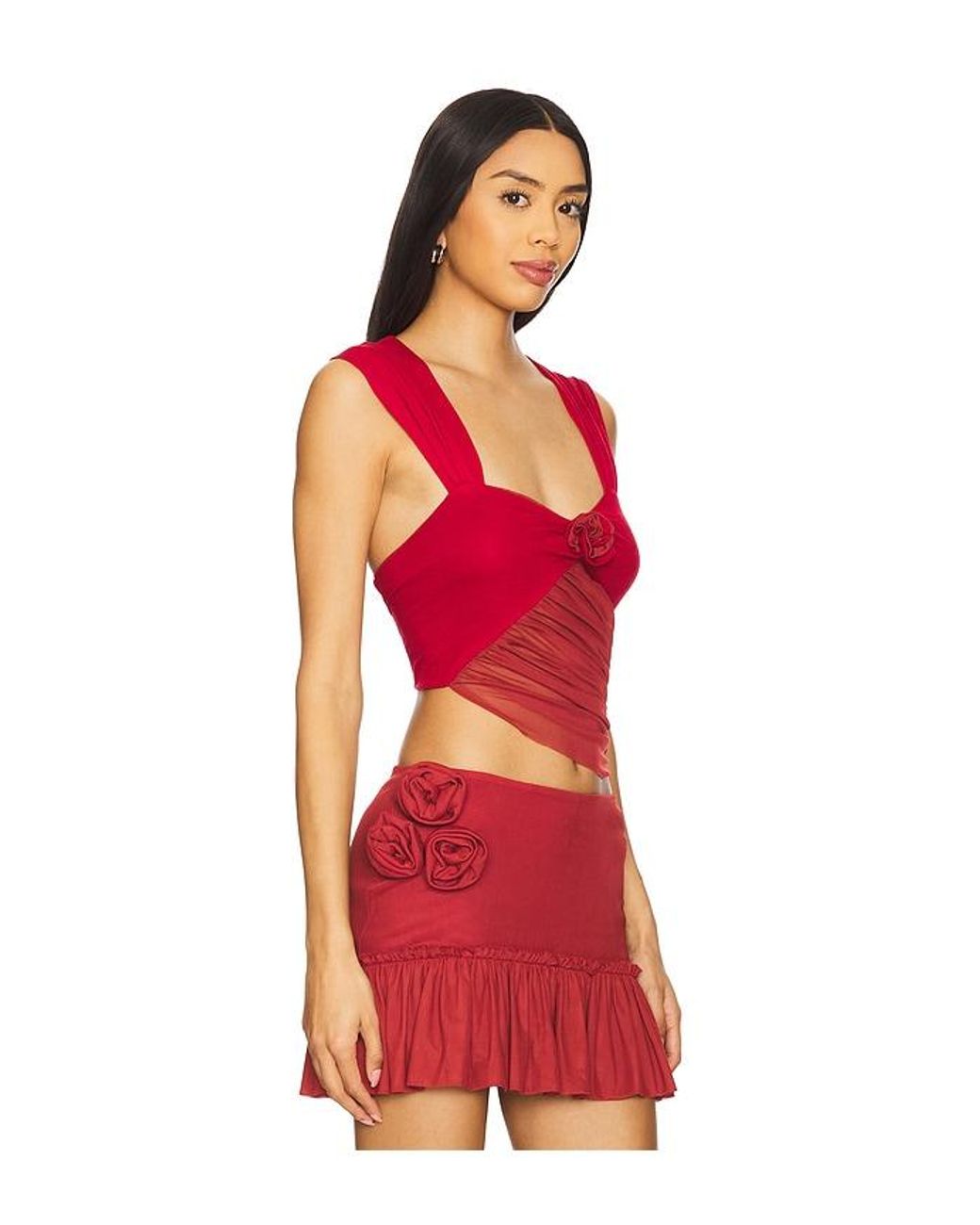 ZEMETA Red Flower Top