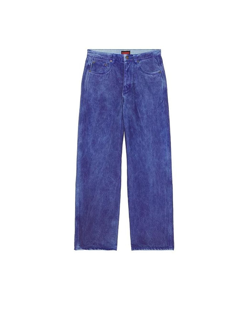 Pleasures Blue Spray Formula Baggy Jeans for men
