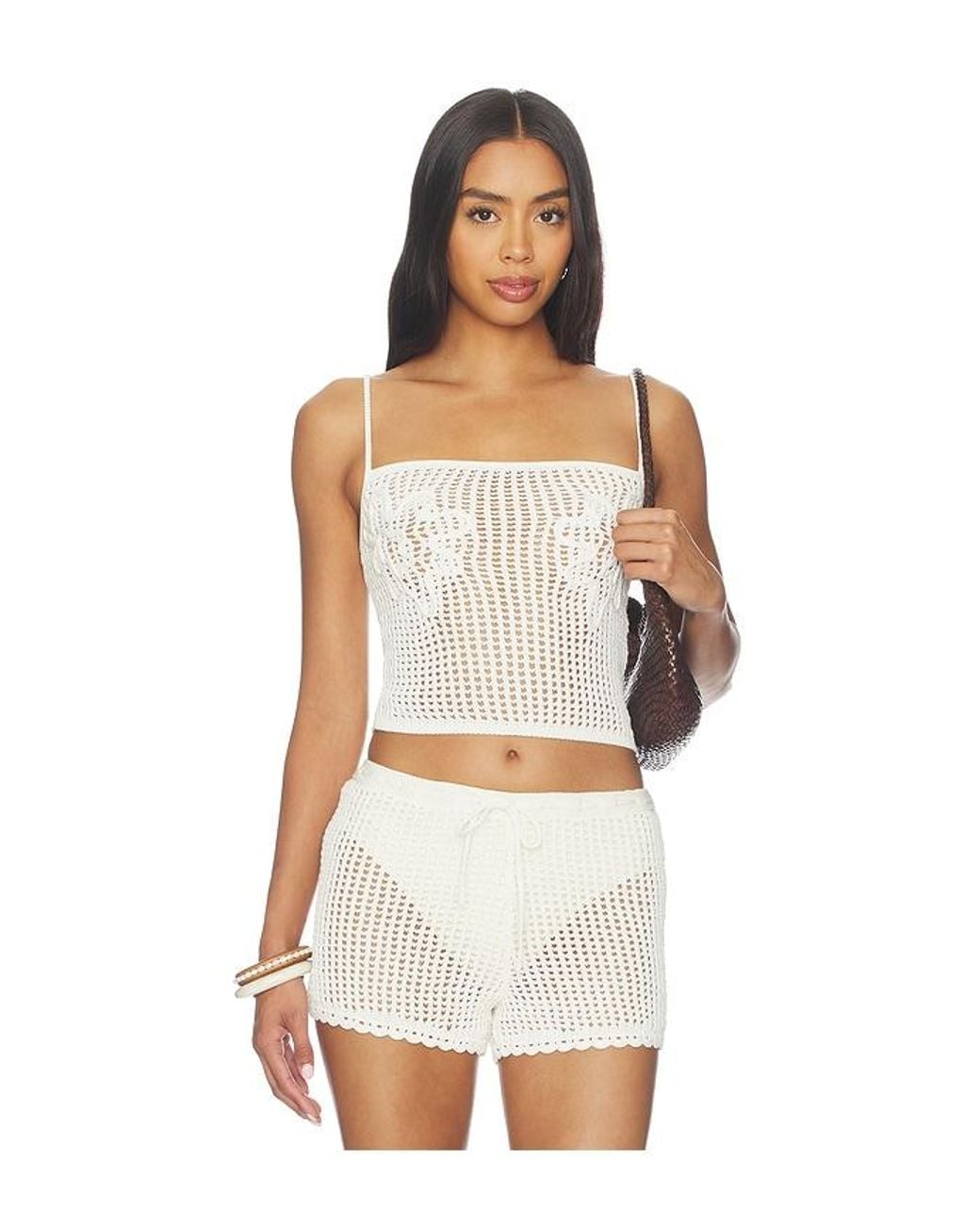 Lovers + Friends White Malu Pointelle Tank Top