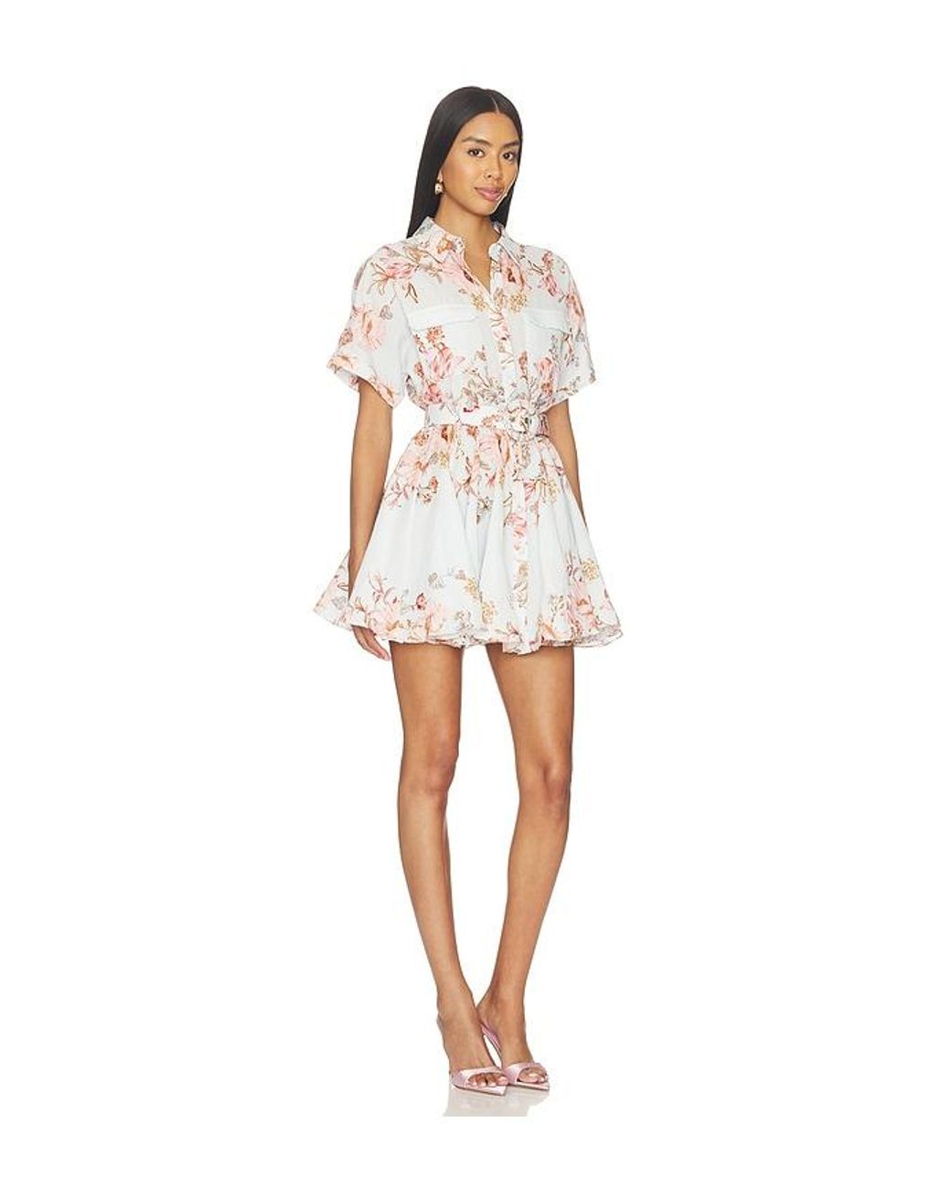 Hemant & Nandita White Short Dress With Buckle Belt