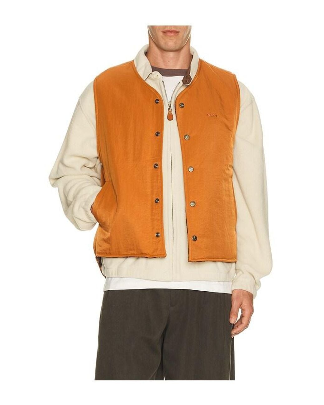 KAPPY DESIGN Brown Reversible Nylon Check Vest for men