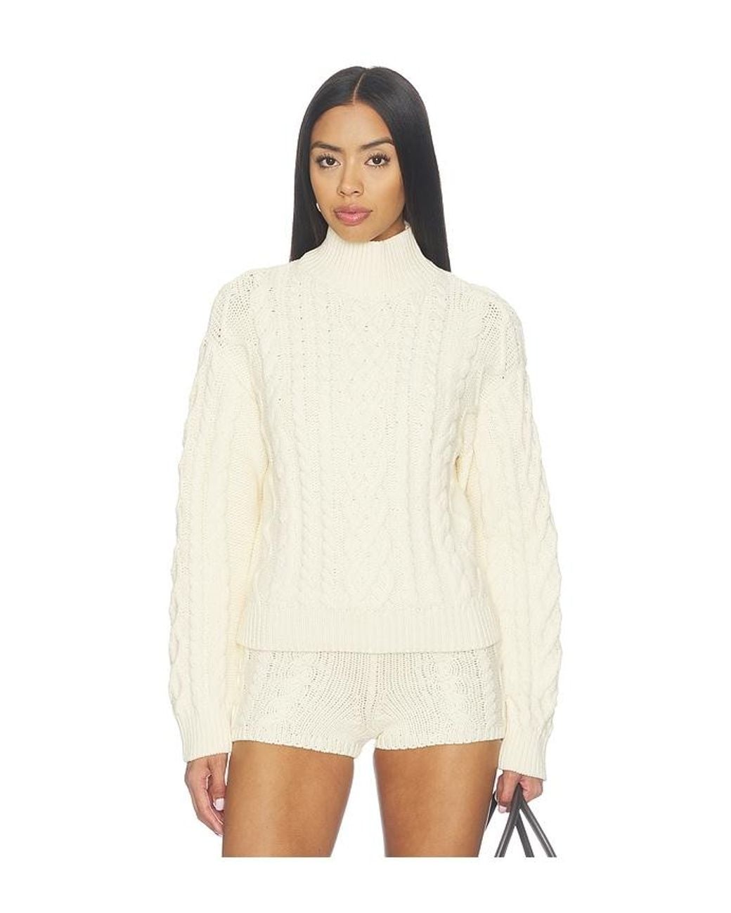 Lovers + Friends Natural Dottie Funnel Neck Sweater