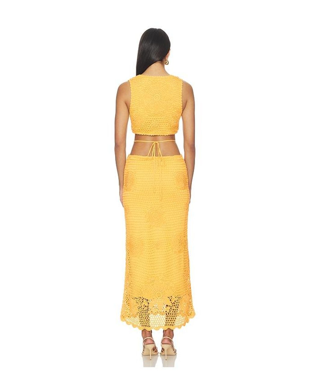 Jonathan Simkhai Yellow Lyla Crochet Midi Dress
