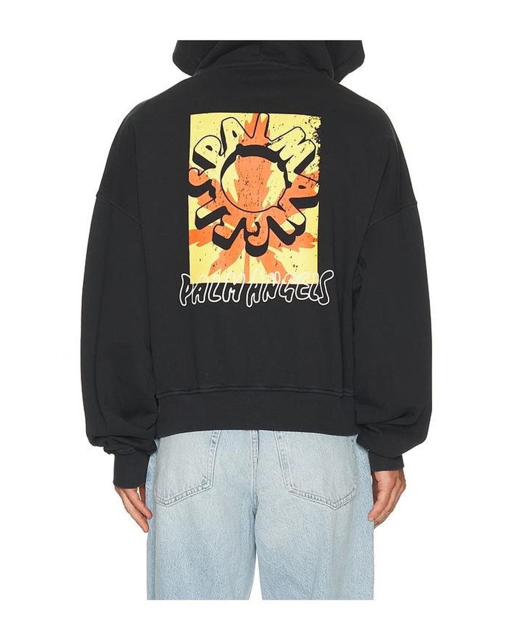 Palm Angels Black Palm Leaf Zipped Loose Hoodie for men