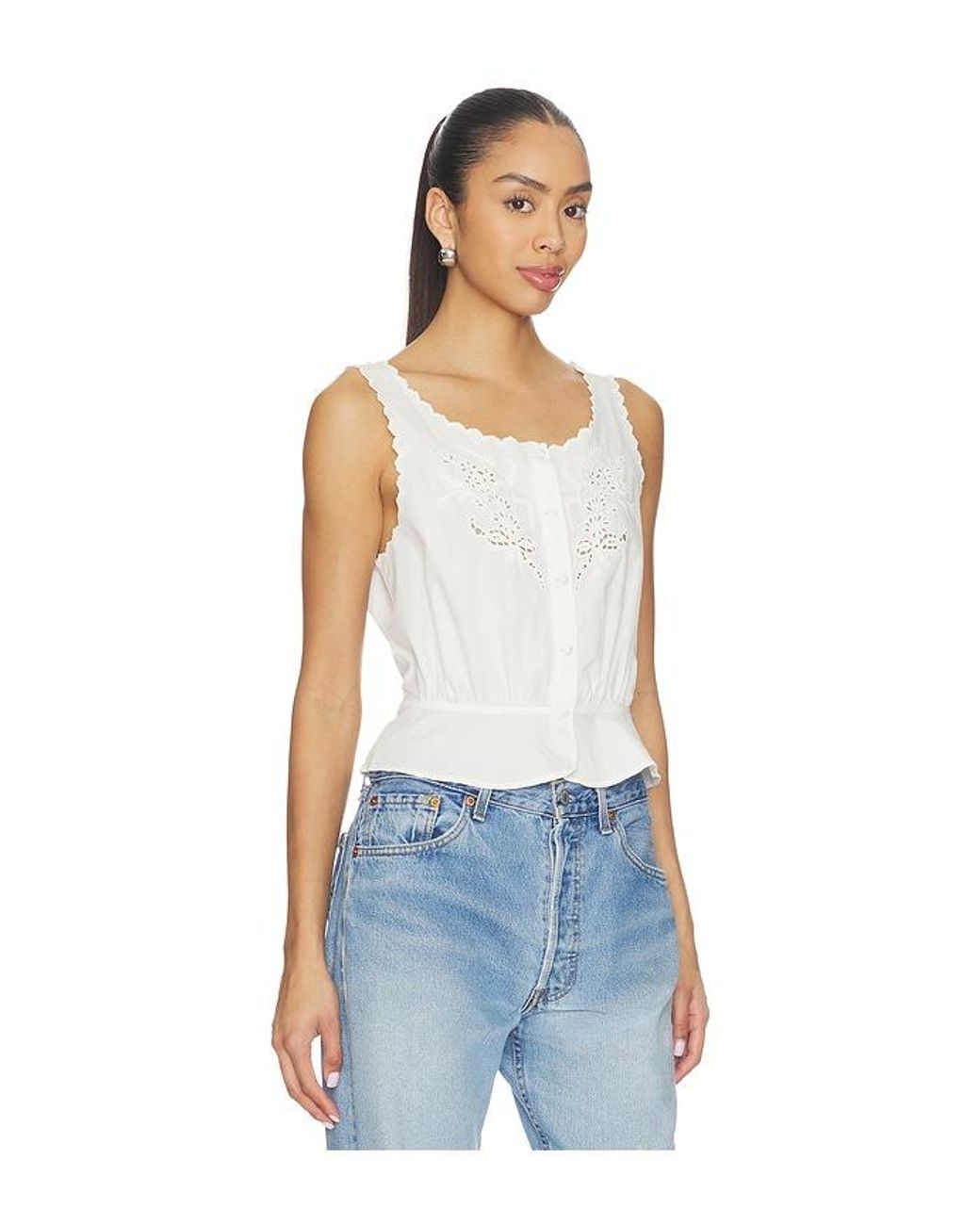 Re/done Blue Jerry Tank Blouse Top
