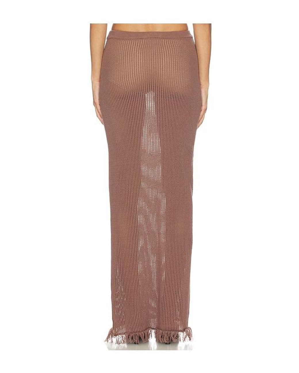 SNDY'S Brown Priya Crochet Maxi Skirt