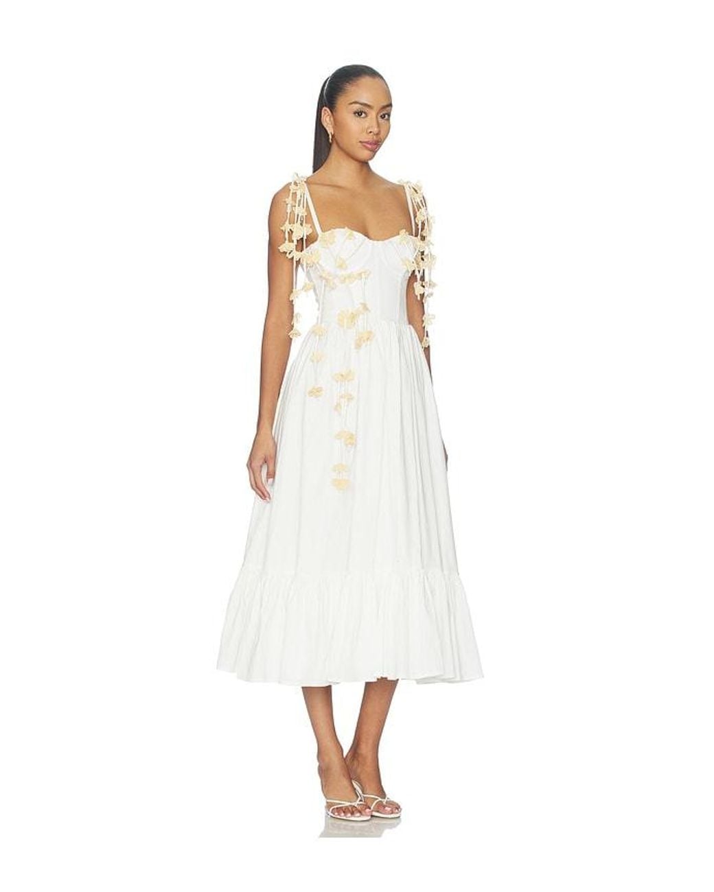 PATBO White Tricoline Lotus Midi Dress
