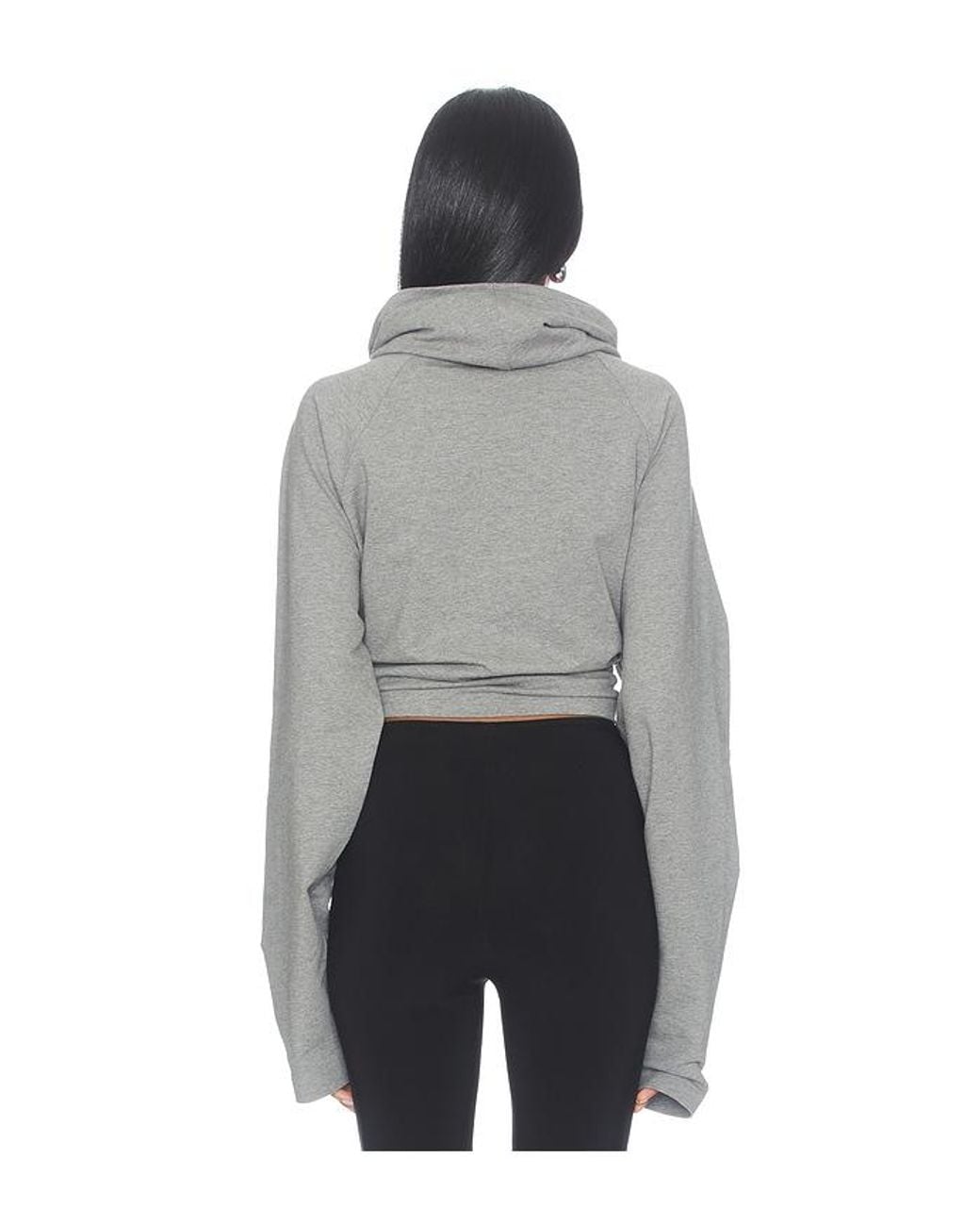 Norma Kamali Gray Tie Front Turtle Sweatshirt