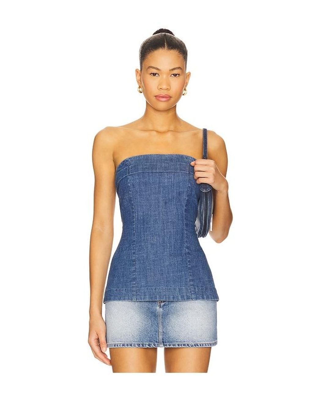 Free People Blue Lora Denim Tube Top