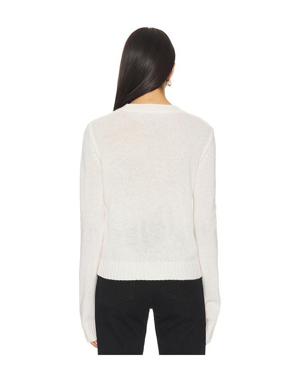 Enza Costa White Easy Long Sleeve Crew Sweater