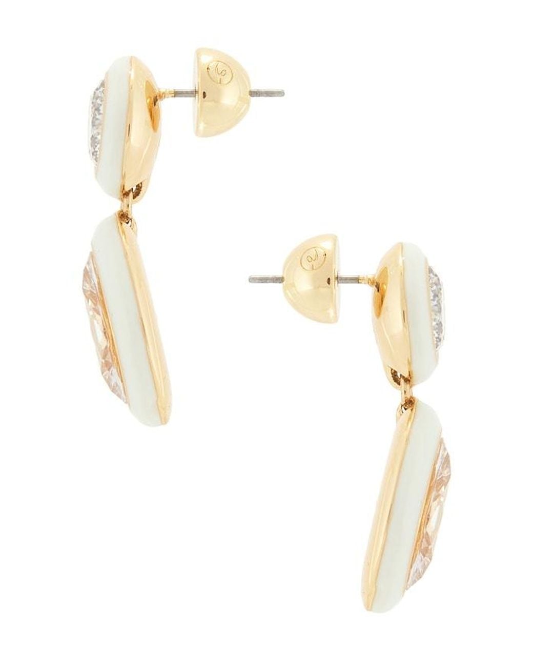 Ettika White Duet Drop Earrings