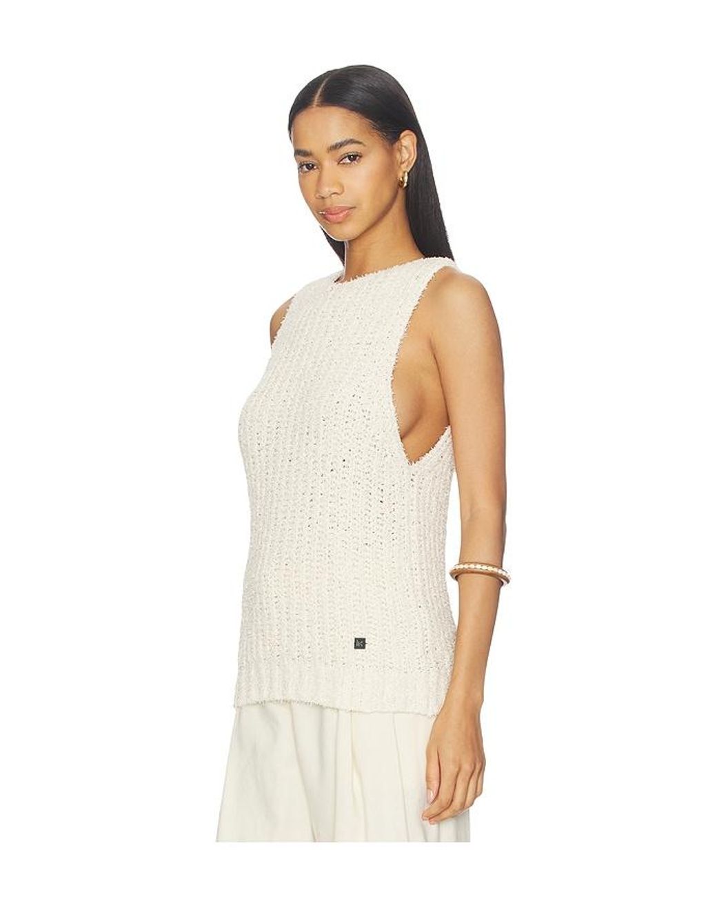 Balmain Natural Cotton Blend Knit Top