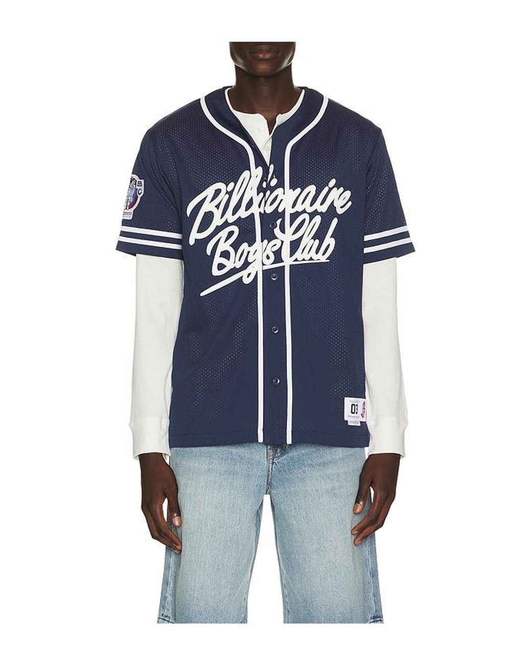 BBCICECREAM Blue Big Chew Baseball Shirt for men