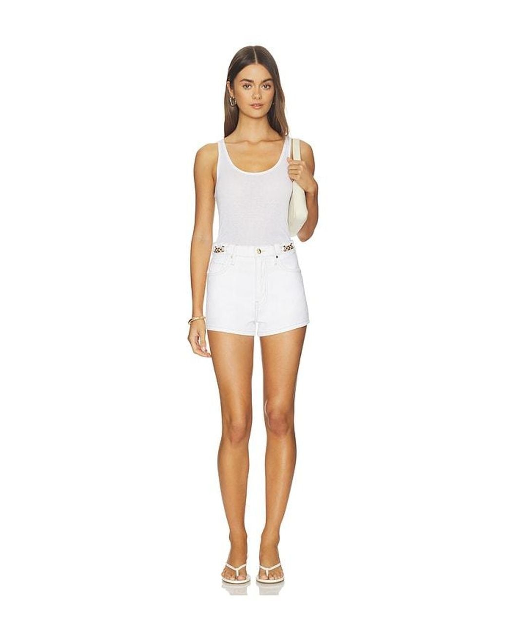 Hudson White Harlow High Rise Shorts With Accent Hardware