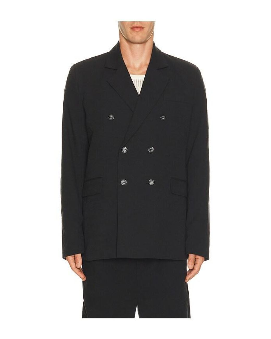 Palmes Black Double Breasted Wool Blazer for men