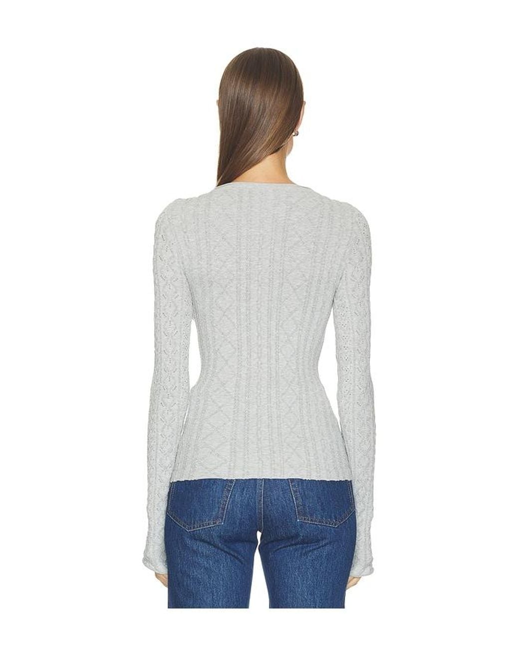 Free People Blue So Soft Seamless Modal Cable Long Sleeve Top