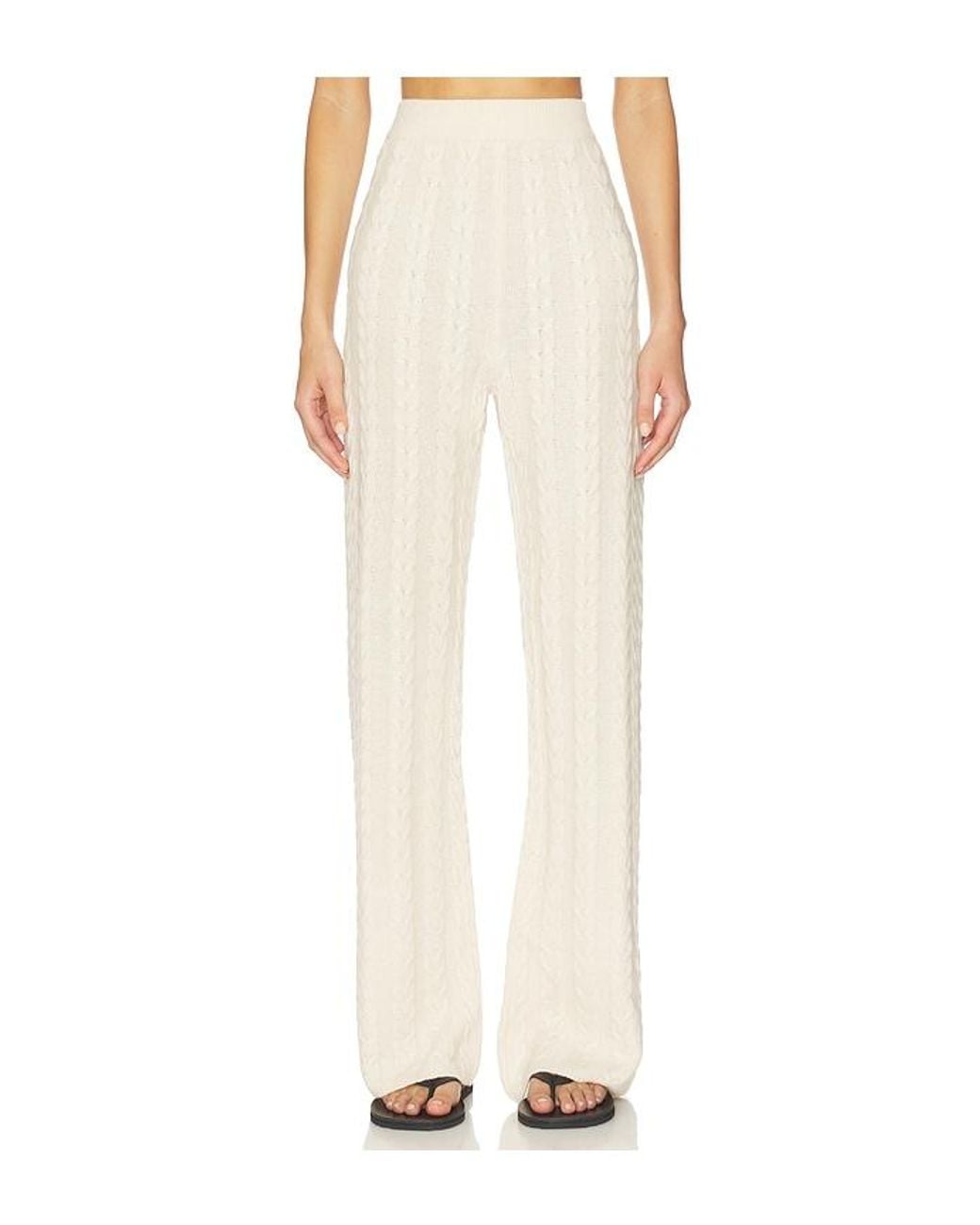 AEXAE White Cashmere Cable Straight Leg Pant